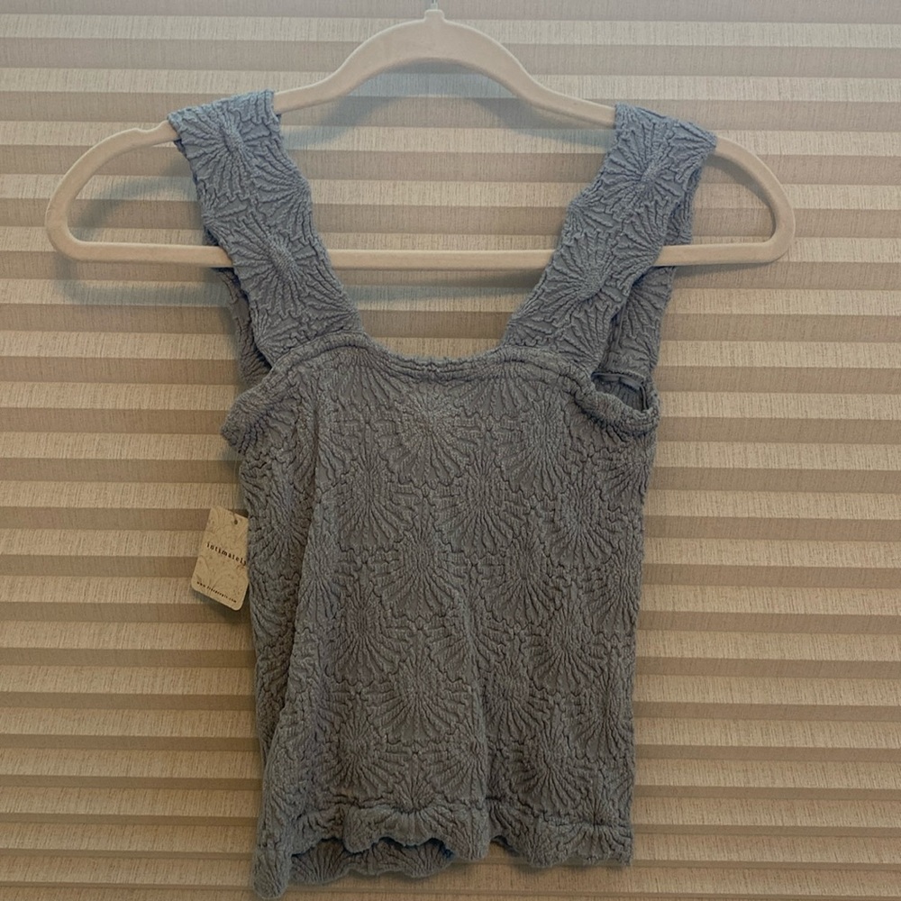 Free people blue with flowers tank top NWT